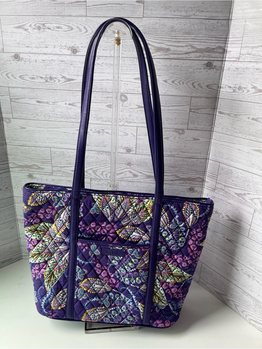 Vera Bradley Batik Leaves Pattern Quilted Cotton Tote Bag